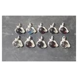 2 Lots of 5 ea Cats Holding Colored Stones 1" Long