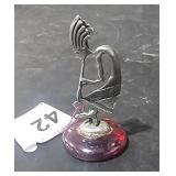 Kokopelli on Glass Disc 2 1/2" Tall