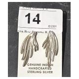 Indian Hand Crafted Sterling Earrings wt 4.55 grs