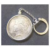 1922 P Peace Silver Dollar Coin w/ Key Ring Holder