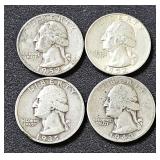 (4) Silver Quarters -1935 S, 1943P, 1952 S, 1952S