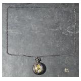 Mini Cat & Books Shelves Pocket Watch Quartz w/