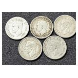 (5) Silver Dimes Canada (2) 1940, 1944, 1946, 1949