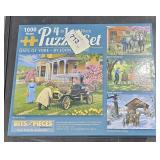 Like new puzzle set no missing pieces 4 in 1 box