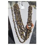 Multi Strand Tiger Eye Stones & Beads Necklace