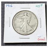 1916 Half Dollar Walking Liberty Silver Half