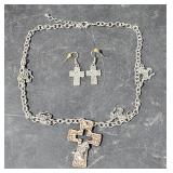 Copper Cross w/ Cowboy Boot and Horses Necklace &