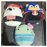 3 Squishmallows - "Peanuts, Sonic, & Hello Kitty