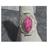 Sterling Ring w/ Ruby Stone sz 8  tw 6.97gr