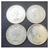 (4) Canada Silver Quarters 1944, 1957, 1964, 1965