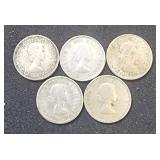 (5) Silver Dimes Canada 1954, (2) 1959, (2) 1962