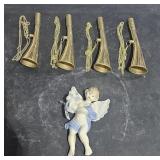 Wall Hanging Angel & 4 Horns w/ Long Chains