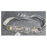 Metal and Leather Decorative Belt Tip to Tip 32" L