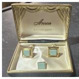 Vintage Anson Box w/Genuine Stone Cuff Links & Tie