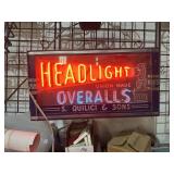 Headlight union made overall sign, neon does