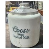 Vintage Coors Pure Malted Milk  Covered Crock w/