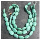 3 Strands of Blue Oval Beads 15" Long ea