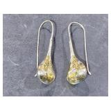 Gold Over Sterling Drop Earrings 1 1/2" Long