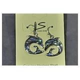 Abalone Shell on Dolphin Earrings 1 1/4" Long