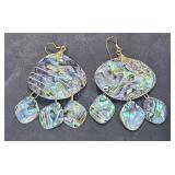 Abalone Shell Earrings 3" Long