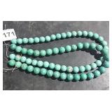 2 Strands Blue Round Beads 15" Long
