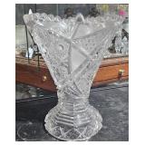 Heavy Patterned Glass Vase 8 1/2" Tall