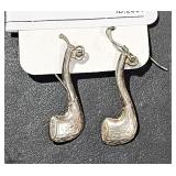 Sterling Pipe Earrings 1 /2" Long tw  3.26grs
