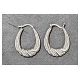 Sterling Oval Drop Earrings 1" long tw 2.31grs