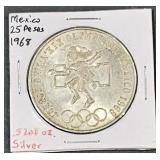 1968 Mexico 25 Pesos .5208 oz Silver Coin