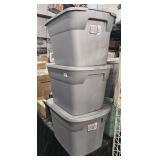 3 Plastic Tubs w/ Halloween Items  Missing 1 Lid