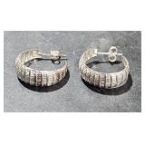 Sterling Hoop Earrings 1" Long  tw 2.16 grs