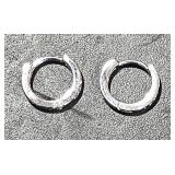 Sterling Small Hoop Earrings w/ Blue Stones