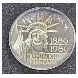 1886-1986 Republique Francaise 100F Silver Coin