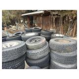 Pile of tire, tires and rims