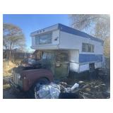 Vintage parts only camper on a truck, incomplete,
