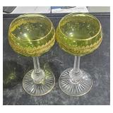 2 antique St. Louis chartreuse green glass
