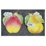 2 occupied Japan ceramic decor fruit