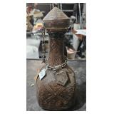 Leather covered, whiskey, cork bottle