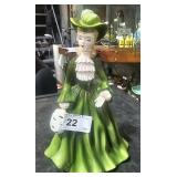 Vintage Figurine Lady in Green Dress by Norcrest