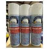 3 spray cans dragons, breath, windshield, and