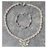 Beaded Necklace and Bracelet  Necklace 18" L