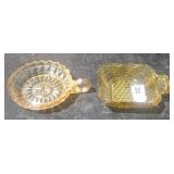 1 Carnival Glass Marigold Dish & 1 Orange Glass