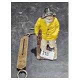 1930s old salt Cast iron fisherman & Vintage Fish