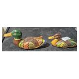 2 Small Carved Wood Ducks