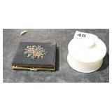 Vintae Milk Glass Covered Jar Stamped GP 3" -