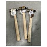 Three ballpeen  hammers