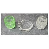 Green & Clear Tooth Pick Holders & Fish Glass Tray
