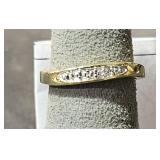 Vermeil Ring DBJ w/ Clear Stones sz 6.5