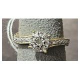 Vermeil Ring w/ Clear Stones sz 6.25