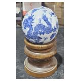 4 in round, decorative dragon sphere, glass